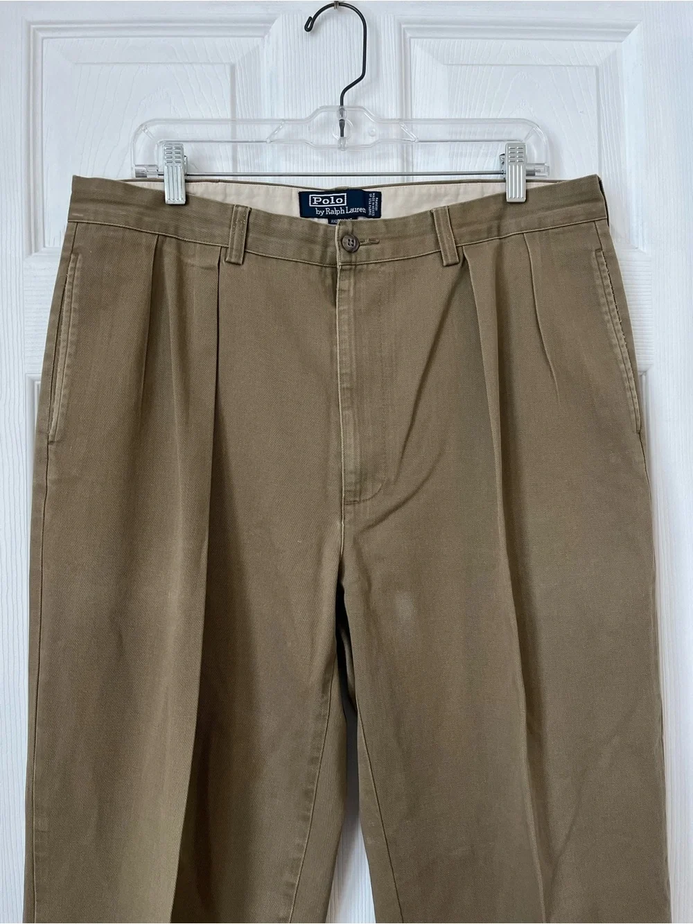 Polo Ralph Lauren Andrew pants Men’s Pleated Khaki brown Chinos pants size 36x30
